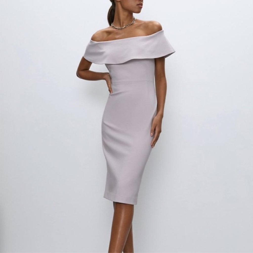 Aritzia Ruslan off-shoulder ruffle midi dress, 0